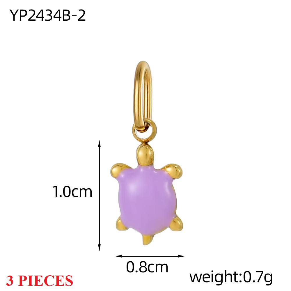 3PCS/LOT CARLIDANA Enamel Turtle Rabbit Bear Charms, Colored Stainless Steel Pendants for Women DIY Necklace Jewelry