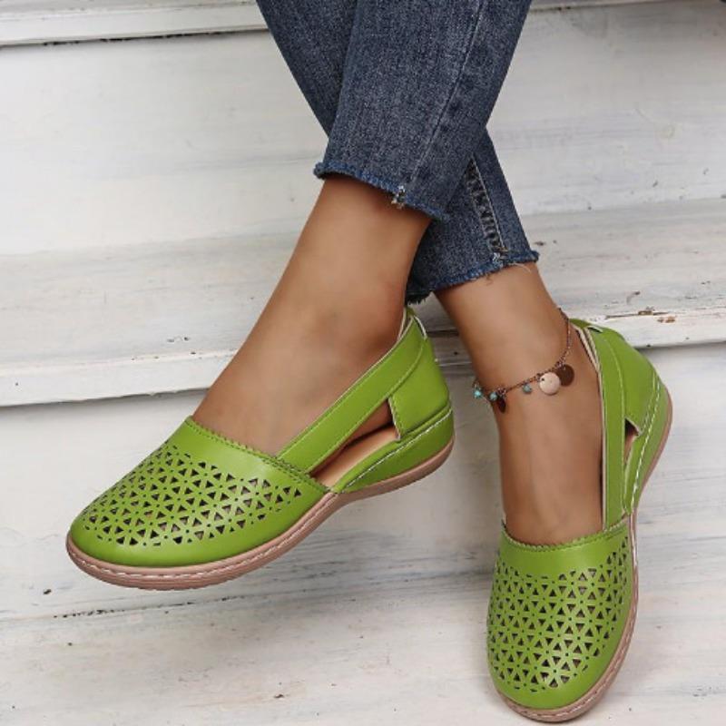 Summer casual sandals women's shoes wedge heel hollow solid color single shoes fashion versatile sandals
