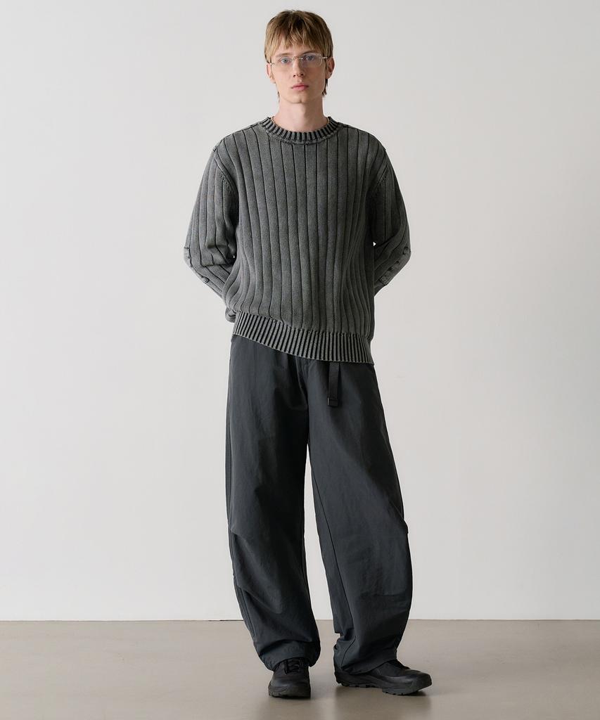 KNOUUN Crew Washed Neck Knit (Charcoal)