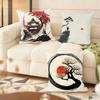 Chinese Ink Painting Style Cushion Cover Silky Short Plush Double-Sided Printed Pillow Case For Sofa All Seasons Home Decor Gift