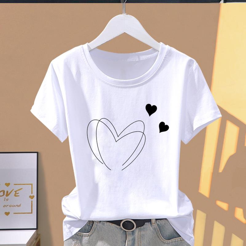 (Asian Size)  Print Casual sweet love trend style Women's Top Short Sleeve T-shirts Fashion Female T Clothing  Graphic Tee