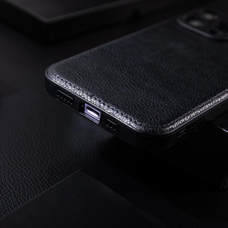 High-Grade Leather Case for iPhone 12-15 Pro Max - Premium Feel, Drop-Proof Design, Leather Grain Finish