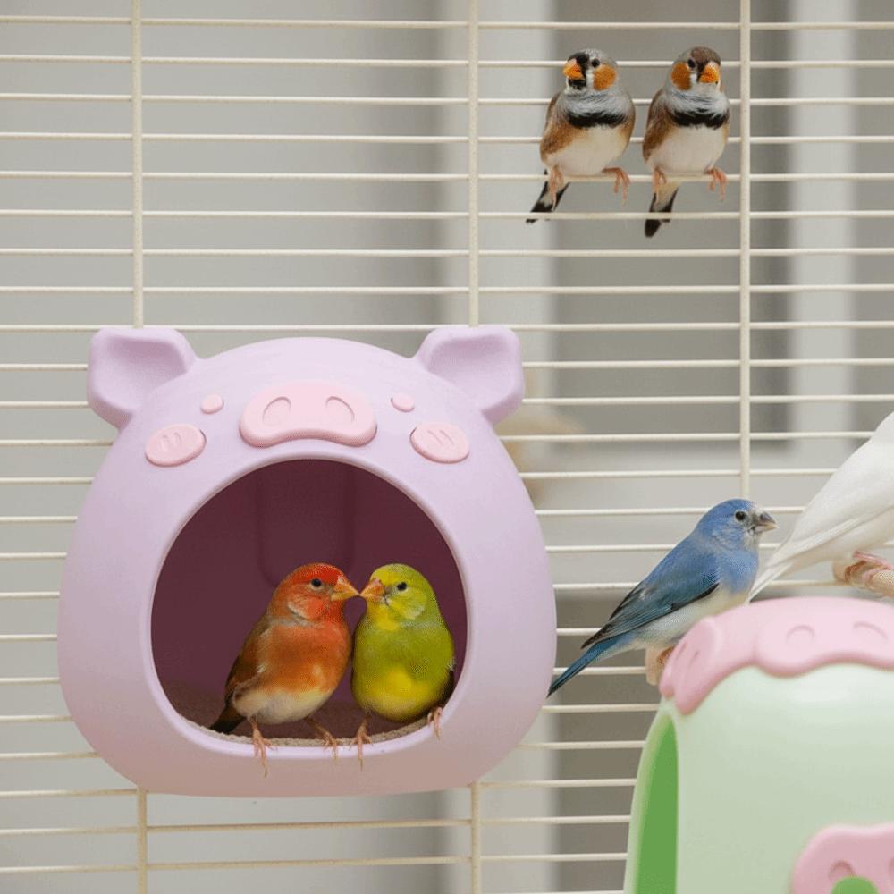 Cartoon Bird Breeding Nest Pig Shape Plastic Hanging Hamster House Bite Resistant Wear-resistant Birdcage Nest Garden Decor