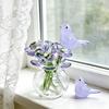 Hand Blown Mini Glass Figurines Collectible Tiny Bee Bird Dragonfly Butterfly Sculpture with Stem for Home Office Birthday Anniversary Gift