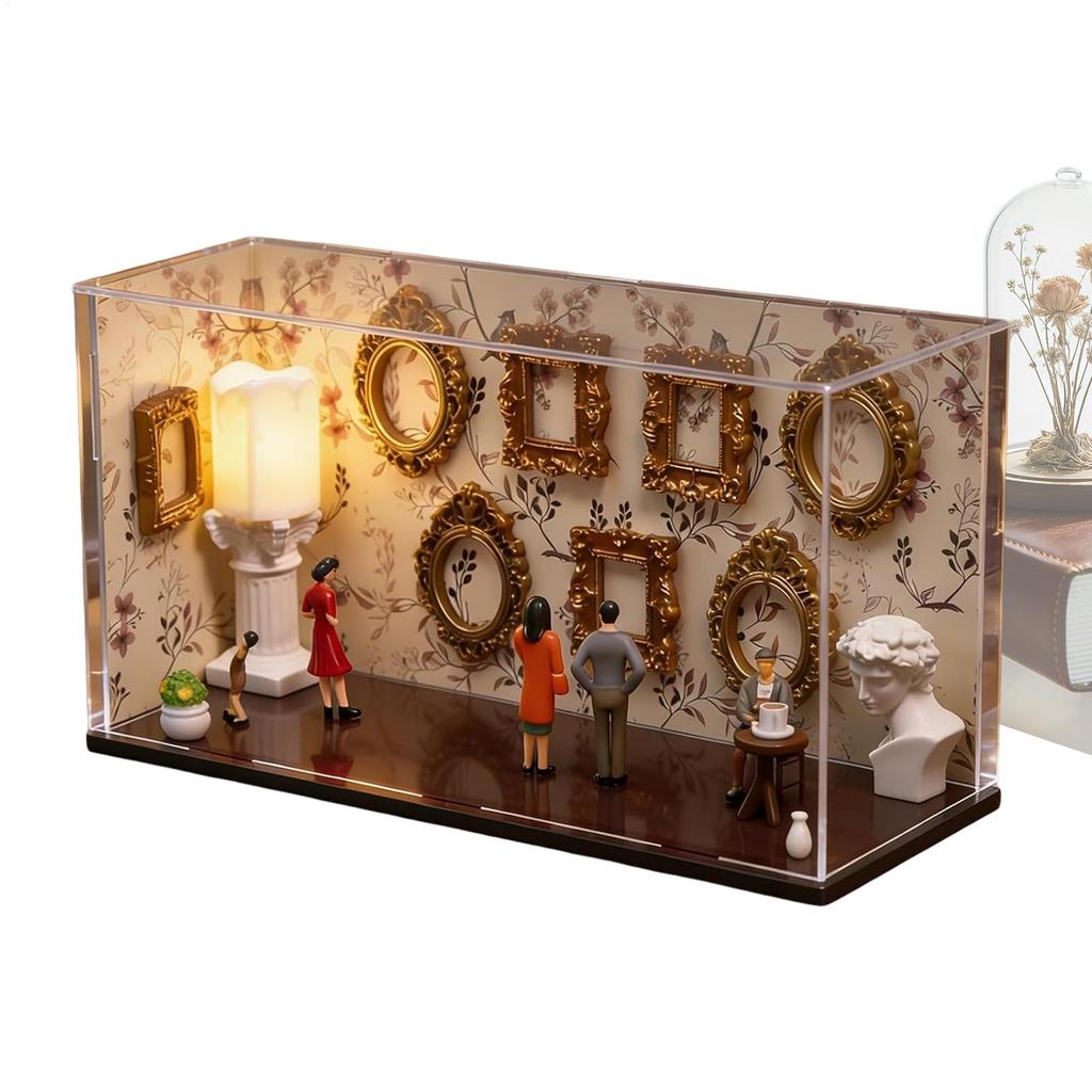 DIY small Museum Creative Display Kit Tiny Picture Case With 5 Figurines DIY Museum Of Us For Memory Home Travel Wall Office
