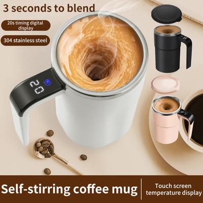 380ML Auto Mixing Magnetic Coffee Mug Automatic Stirring Cup Stainless Steel Travel Coffee Mug for Milk/Cocoa At Office/Kitchen