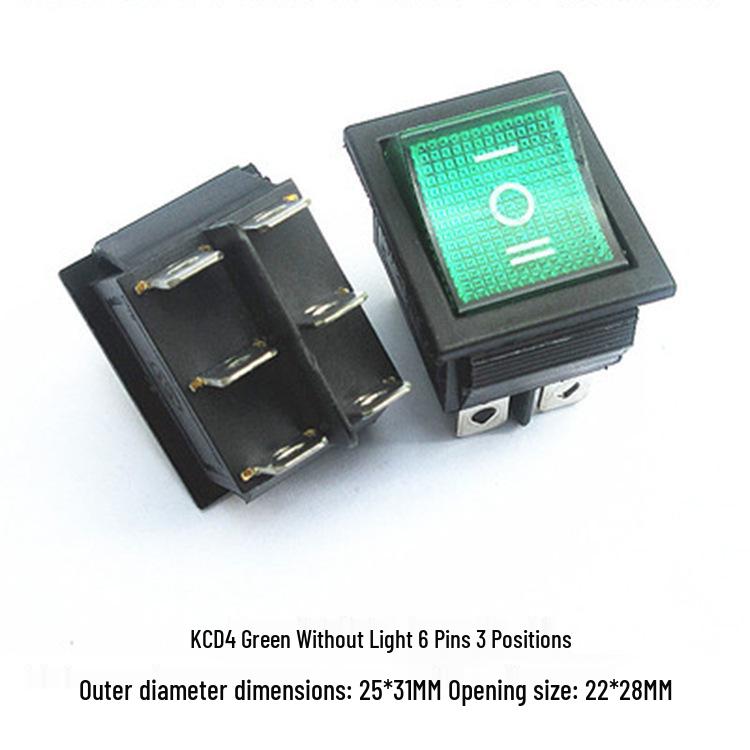 Rocker Power Reset Switch, 16A 250V, 4/6-Pin, 2/3-Position with Light, KCD4 Boat Shape