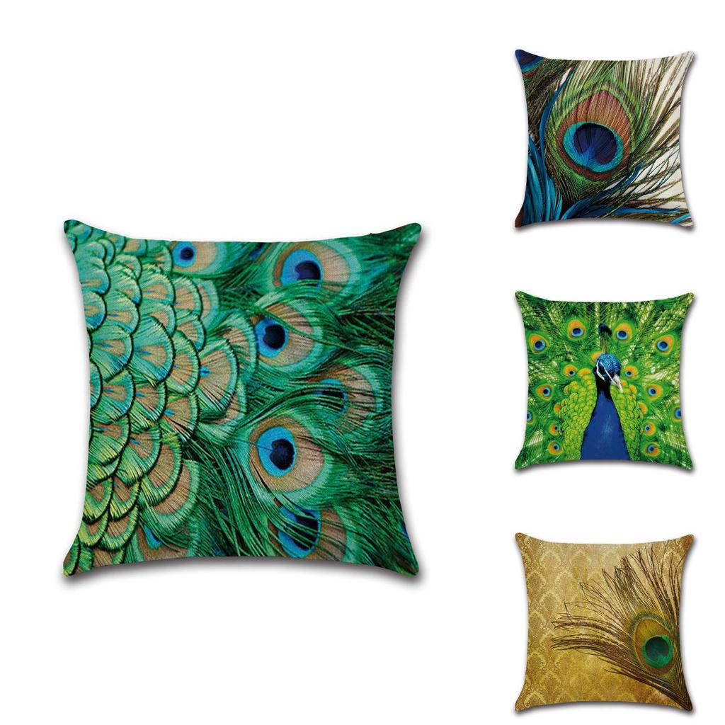 Premium Quality Peacock Feathers Sofa Bed Car Pillow Case For Timeless Home Elegance