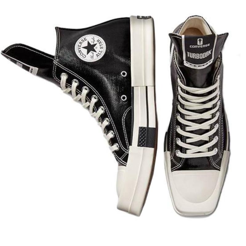 Rick Owens DRKSHDW X Converse 1970s Chuck Taylor All Star Collaboration Trendy Glossy Lacquer High Top Canvas Unisex Black