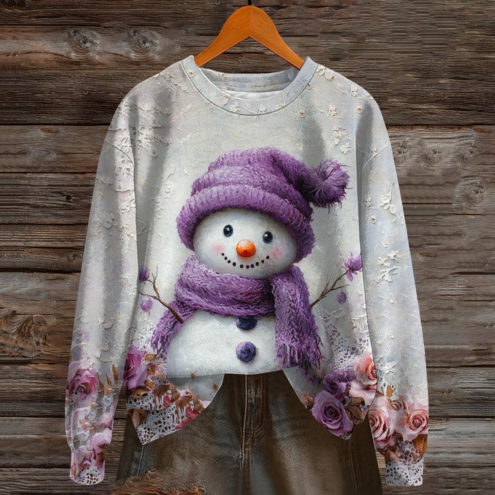 

Женская мода с длинным рукавом, рождественский принт «Снеговик-снежинка», куртка, кардиган XL белый