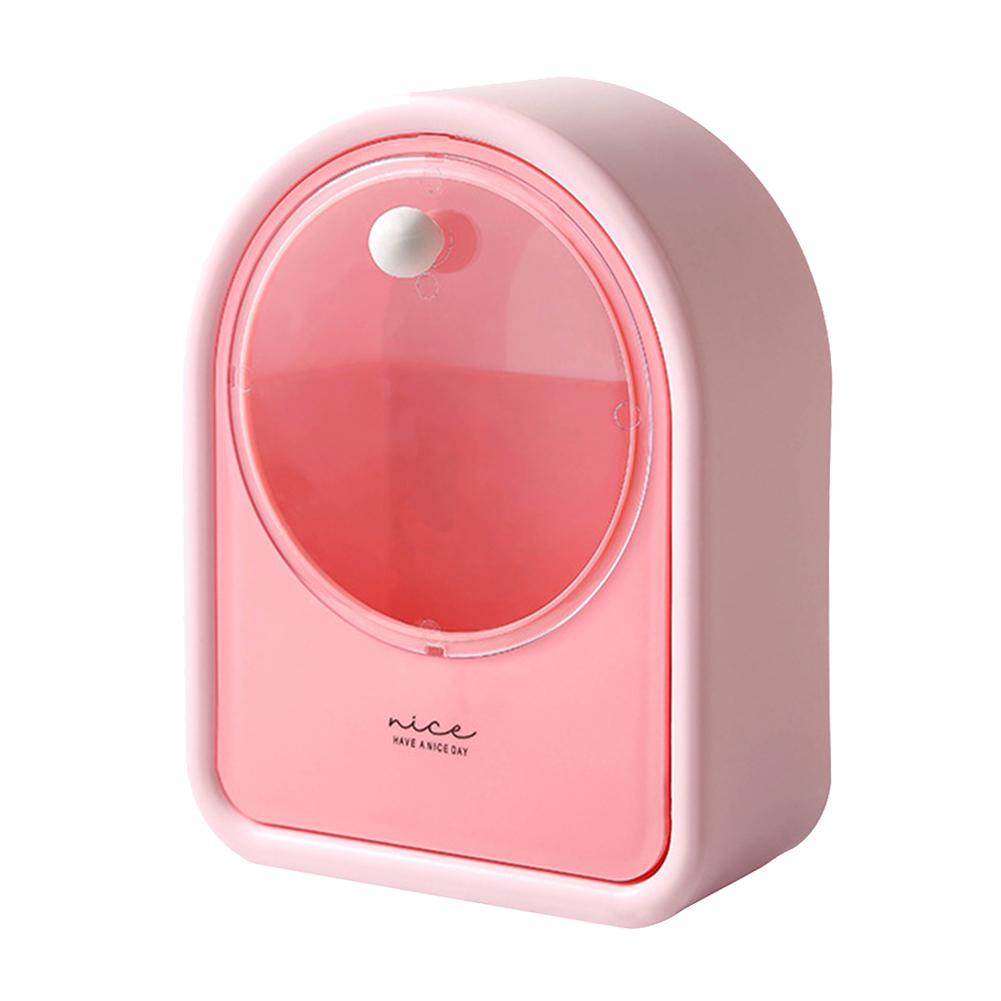 

House Shaped Cotton Swab Holder Plastic Wall Mounted Cotton Swab Dispenser for Cotton Swab Floss Cotton Ball Cotton Pads рожевий