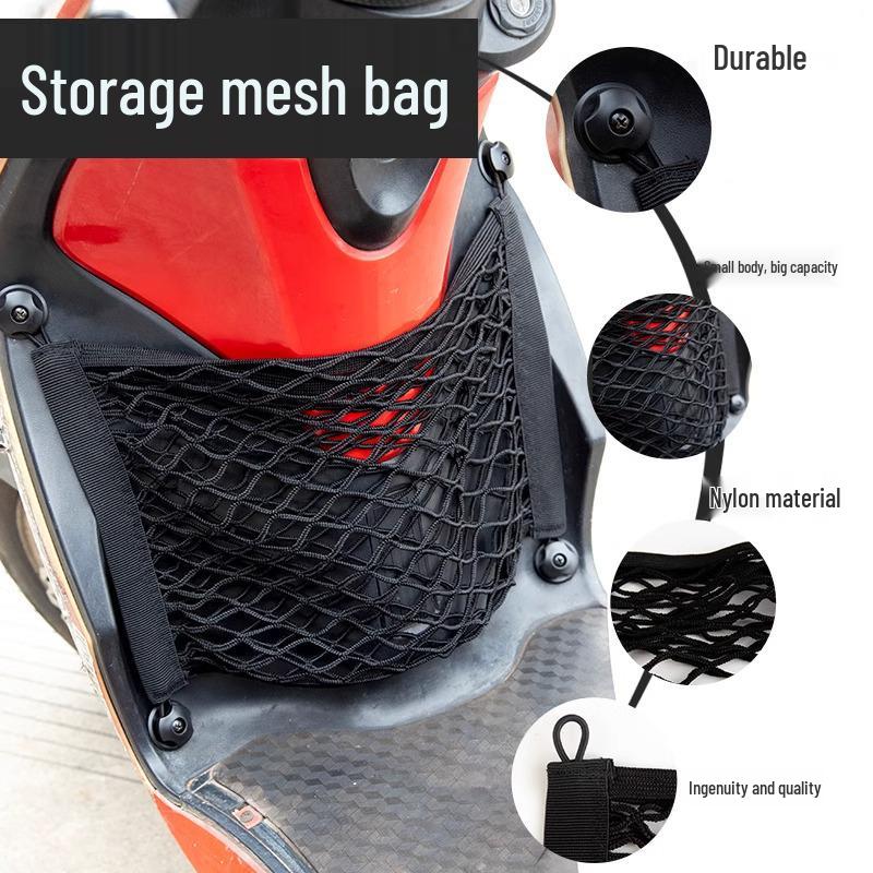 Electric Vehicle Storage Mesh Pocket - Universal Hanging Bag for Raincoat and Helmet