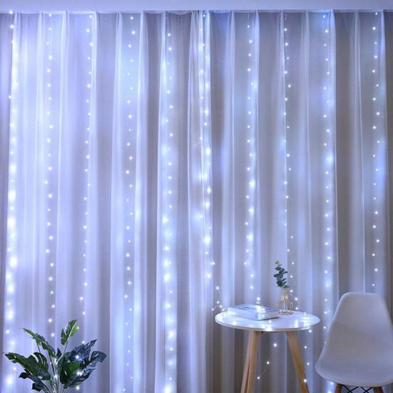 300 LED Fairy Curtain Lights 9.8ft x 9.8ft Window Wall Hanging String Light USB Powered Curtain Light for Bedroom Backdrop Wedding Party Indoor Decor