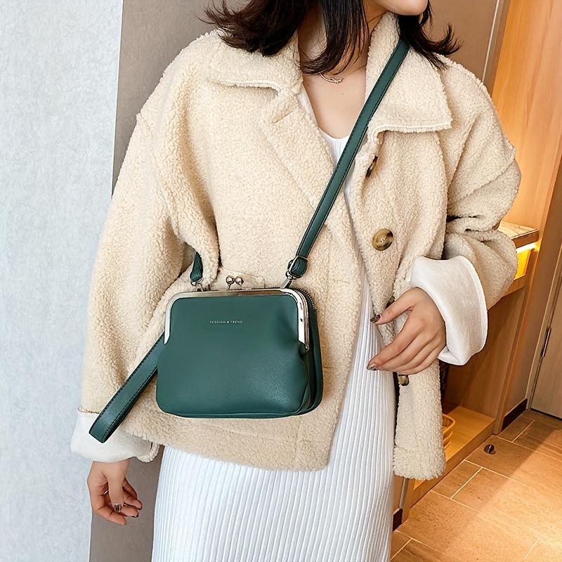 Schicke Umhängetasche im Vintage-Stil für Damen Vielseitige Schultertasche/Clutch-Kombination Abnehmbarer Riemen Reißverschluss Einfarbig Kunstleder