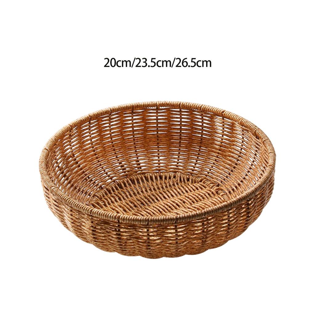 Rattan Bread Basket Woven Fruit Basket Holder Food Storage Imitation Rattan Woven Basket Woven Bread Basket for Camping Desk