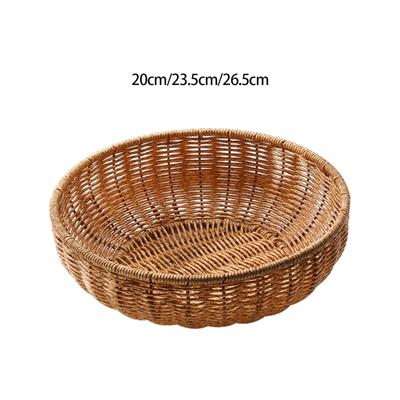 Rattan Bread Basket Woven Fruit Basket Holder Food Storage Imitation Rattan Woven Basket Woven Bread Basket for Camping Desk