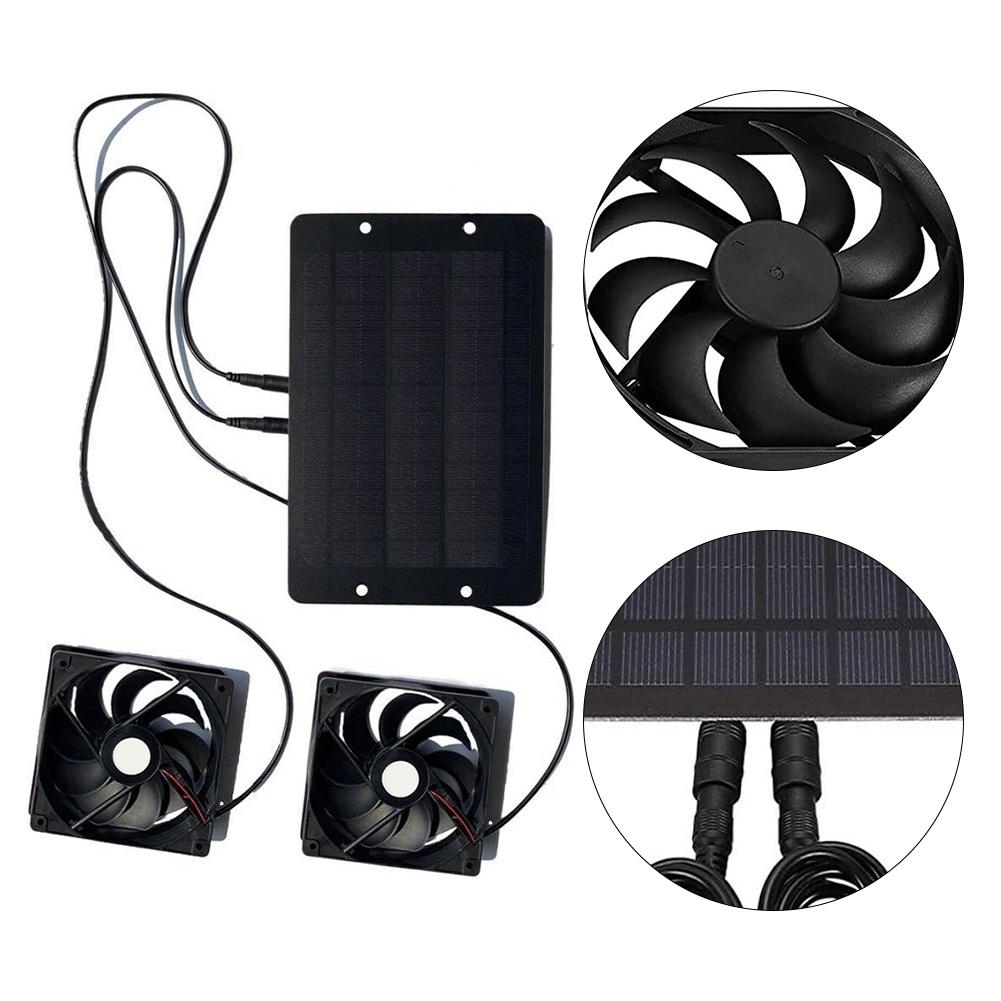 Cool Solar Powered Fan V W Waterproof Dual Exhaust Fan Note Outdoor Environments