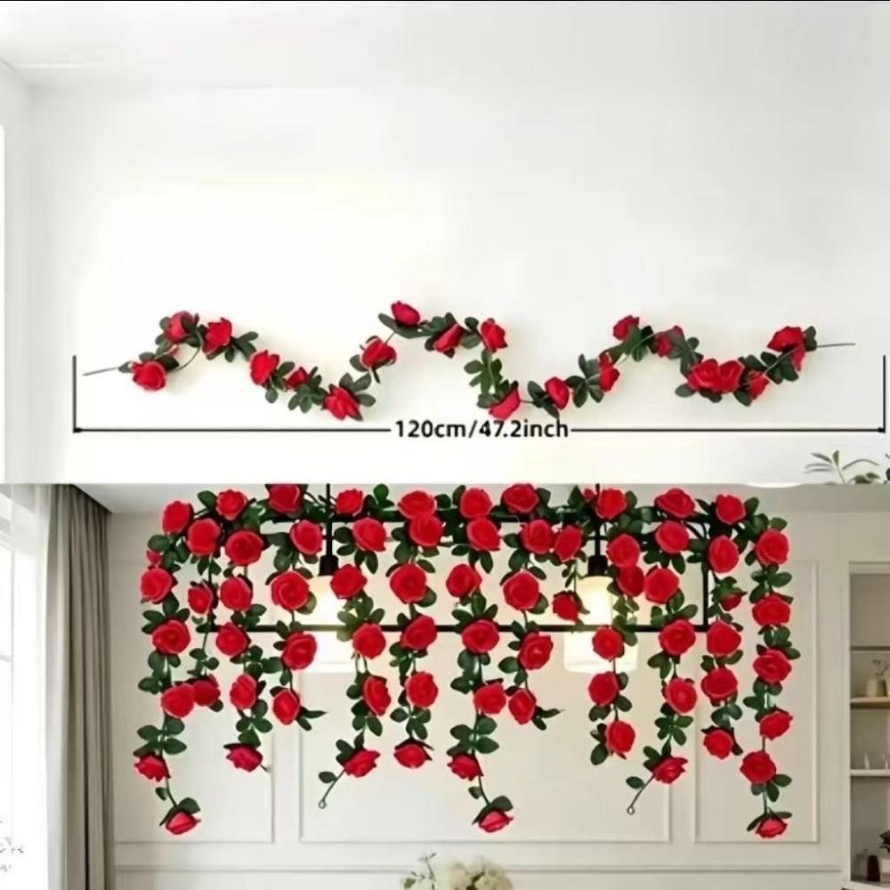 Green Leaves Artificial Flower Garland Layered Petals Hanging Rattan Flower Wedding Arrangements