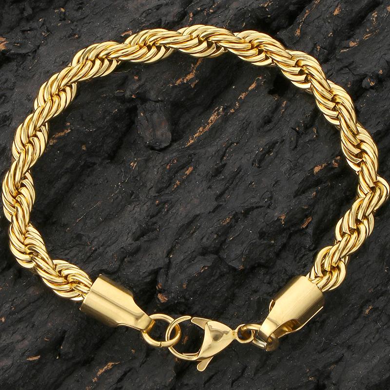 

Браслет-цепочка витого плетения с покрытием из 18-каратного золота, мужской минималистичный браслет из нержавеющей стали 316L для мужчин и женщин, парные украшения для него и для нее 6mm & 20CM золотой