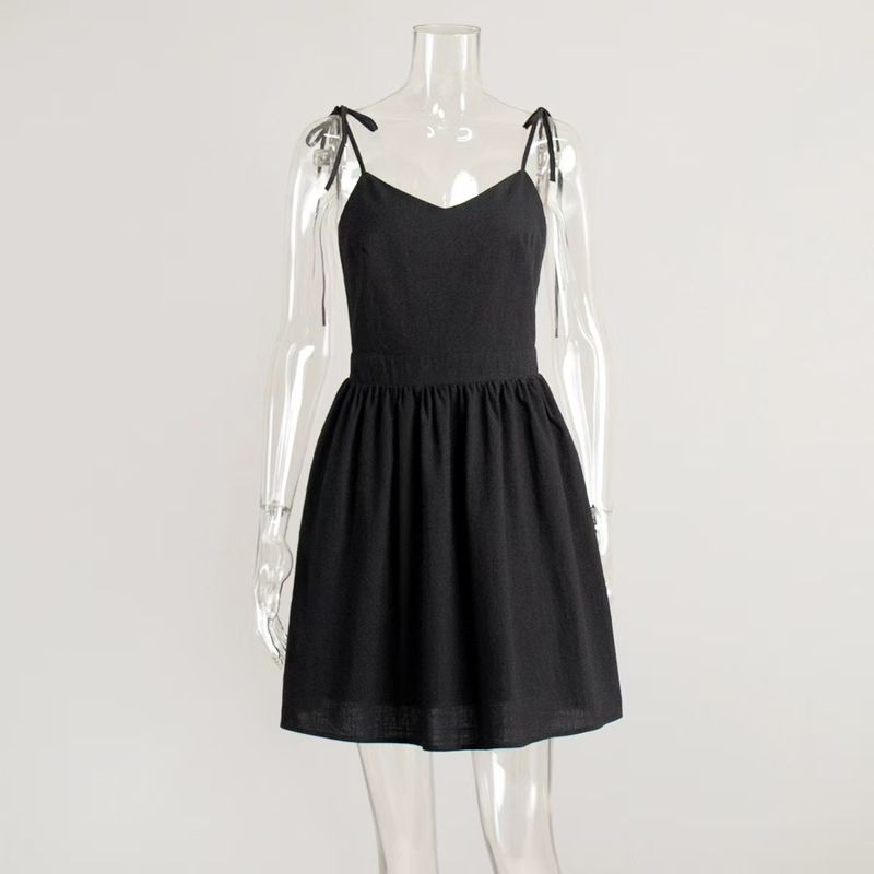 

European and American New Fashion Sexy Sling Backless Dress Backless Suspender Sexy Dress Black L