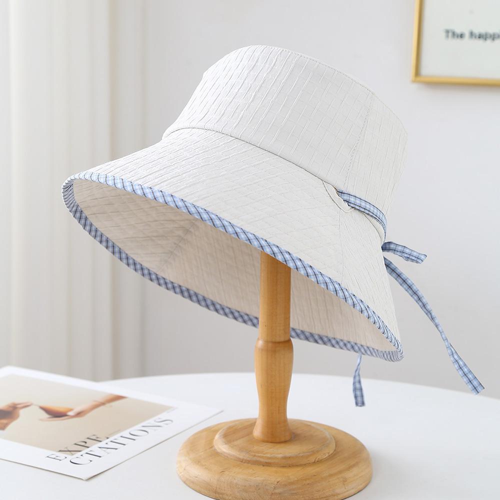Bucket Hat Women Simple Bow Spring Summer Hats For Women Foldable Outdoor Travel Sun Protection Sunhat Bob Cap Female New