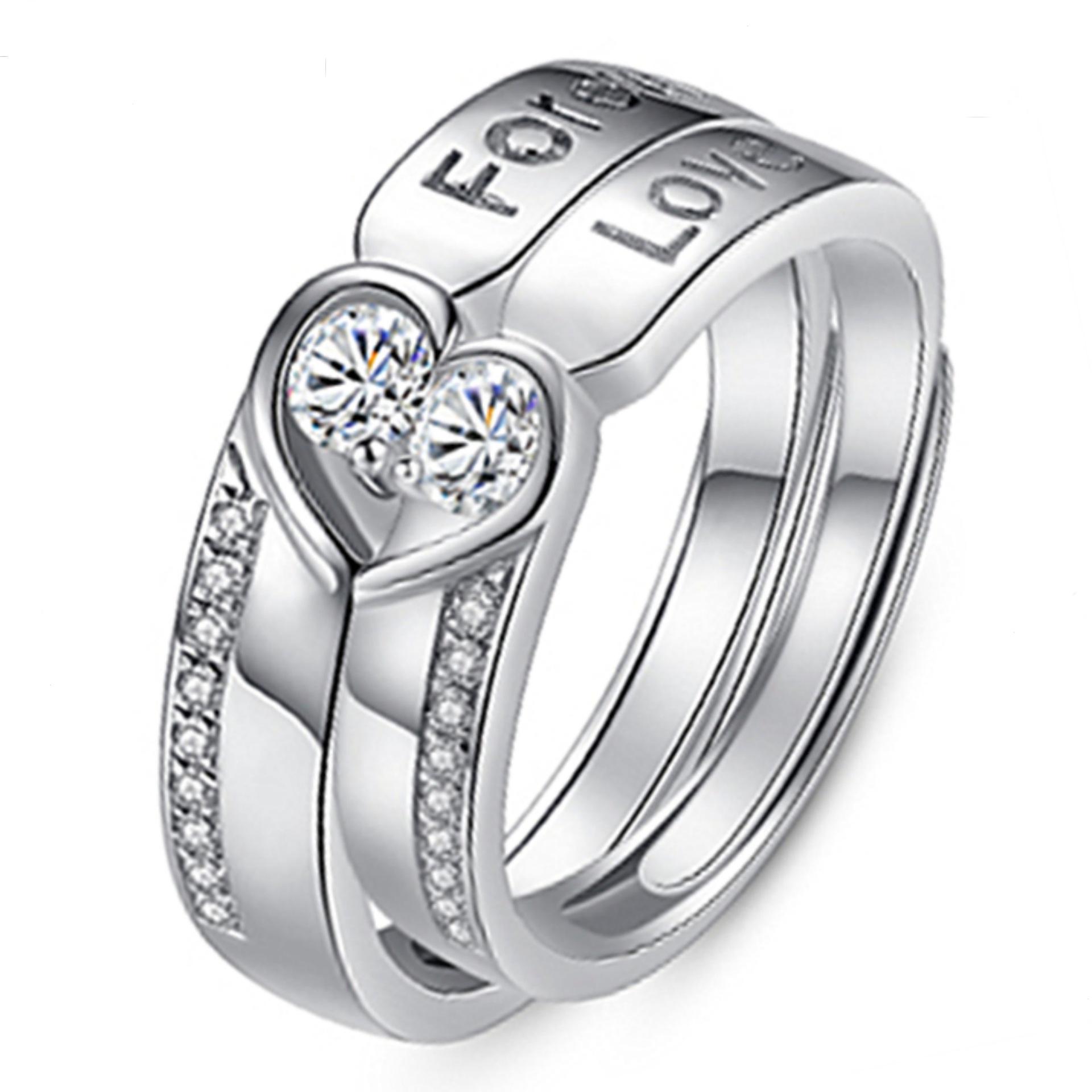 

Eternal Love Silver Couple Rings: Love Without End - Perfect for Qixi Festival or Valentine s Day Women s Ring [Platinum]
