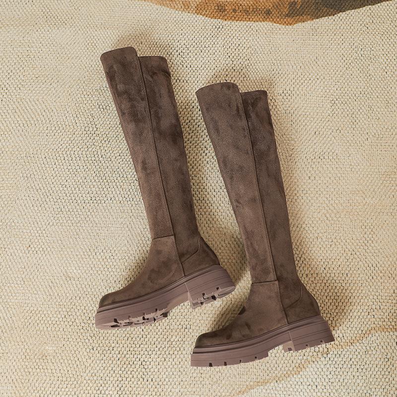Retro Over-knee Boots for Small Autumn and Winter New Thick-soled Thin Boots for Women