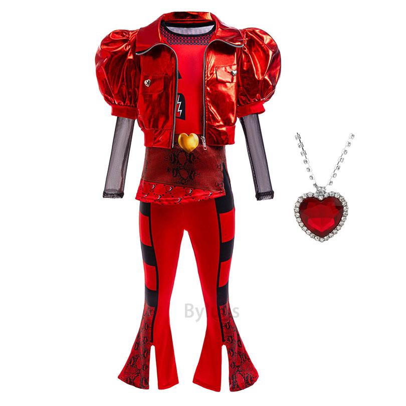The Rise of Red Costume D-Descendants 4 Halloween Dress Up Cosplay Girls Leather Suit Birthday Party Halloween Costume