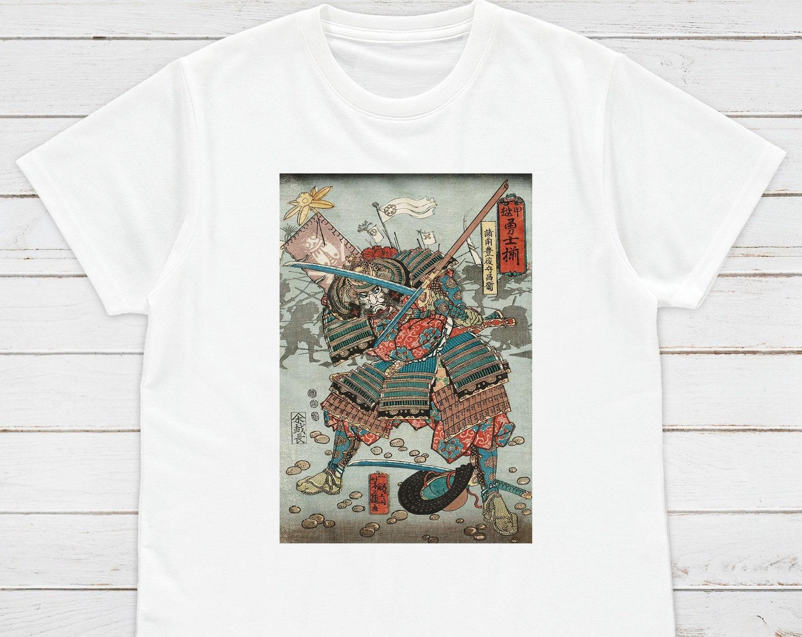 Ukiyo-e Samurai T-Shirt: Yoshifuji Woodblock Art, Japan 2XL