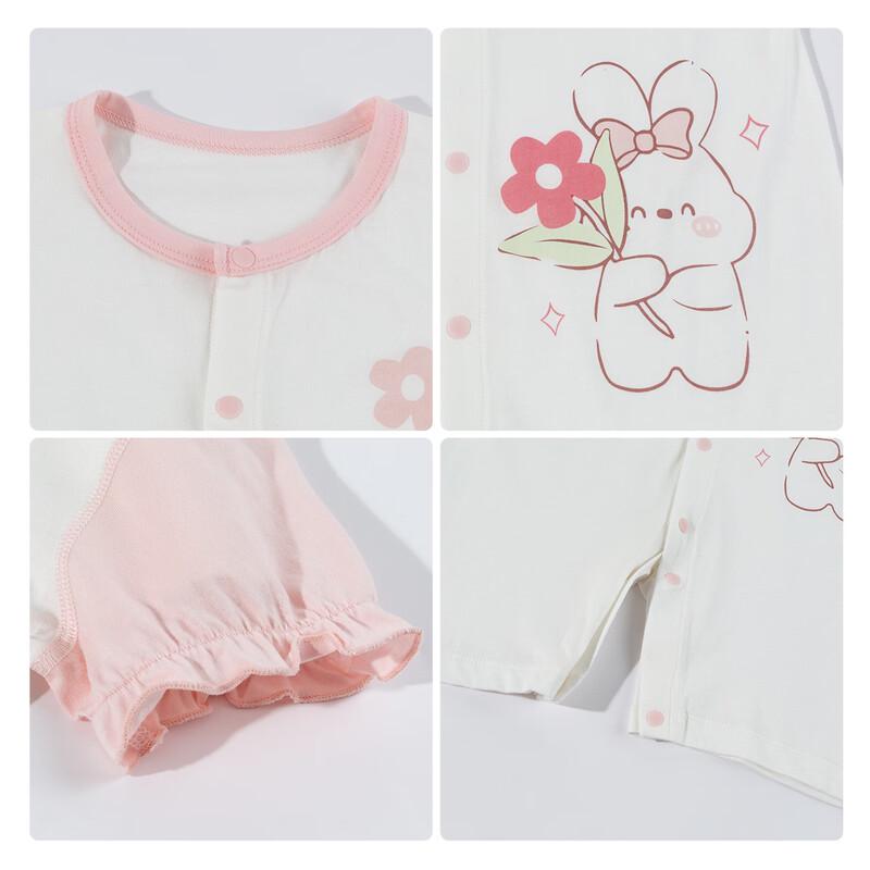 Beibeiyi 7A Antibacterial Cotton Short-Sleeve Romper 2-Pack for Girls