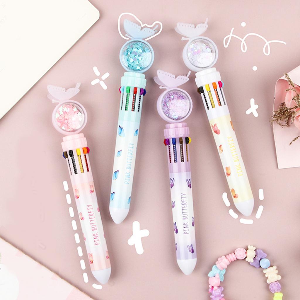 Flerfarget penn tegneseriekulepenn 10 farger i 1 skrivepenn skriv jevnt for studenter voksen skriving journalføring