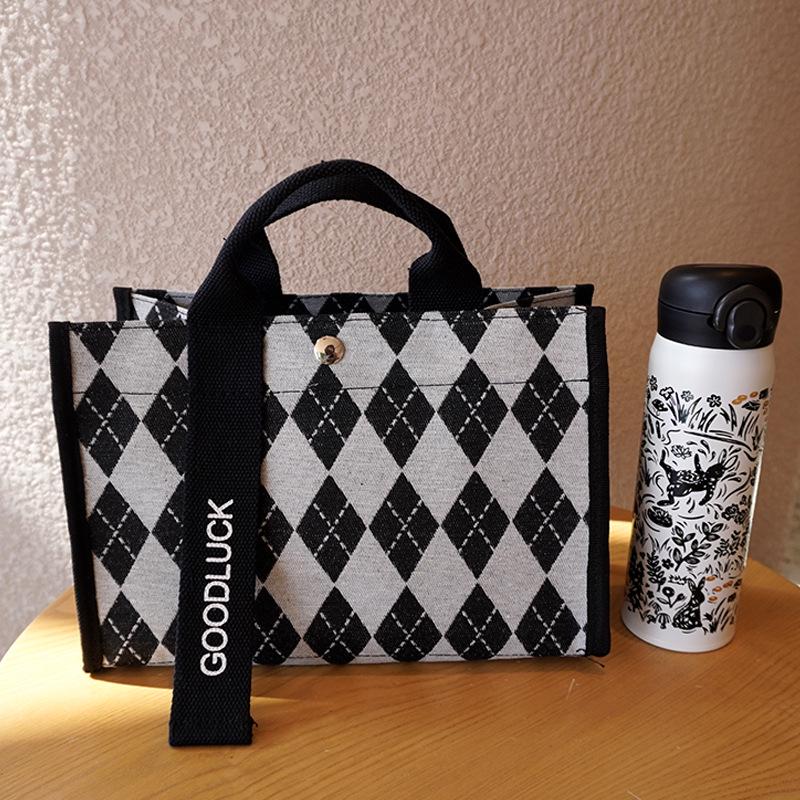 Японская полосатая универсальная холщовая сумка кроссбоди и сумка для ланча с регулируемым ремнем