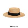 Women's French Summer Straw Hat, Large Brim, Ribbon, Flat Top, Outdoor Travel Sun Protection