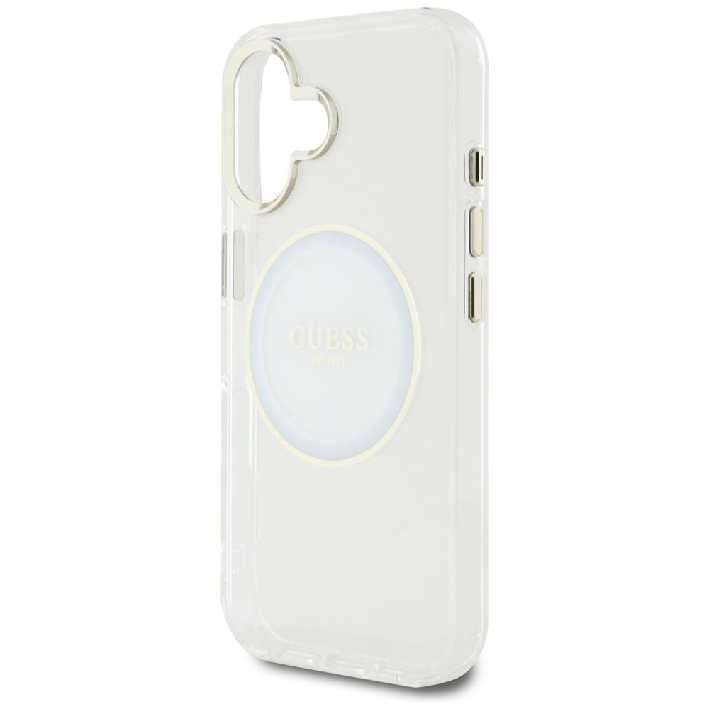 Etui Guess Iml Metal Colored Circle      Classic Logo Magsafe Do Iphone 16 Biały