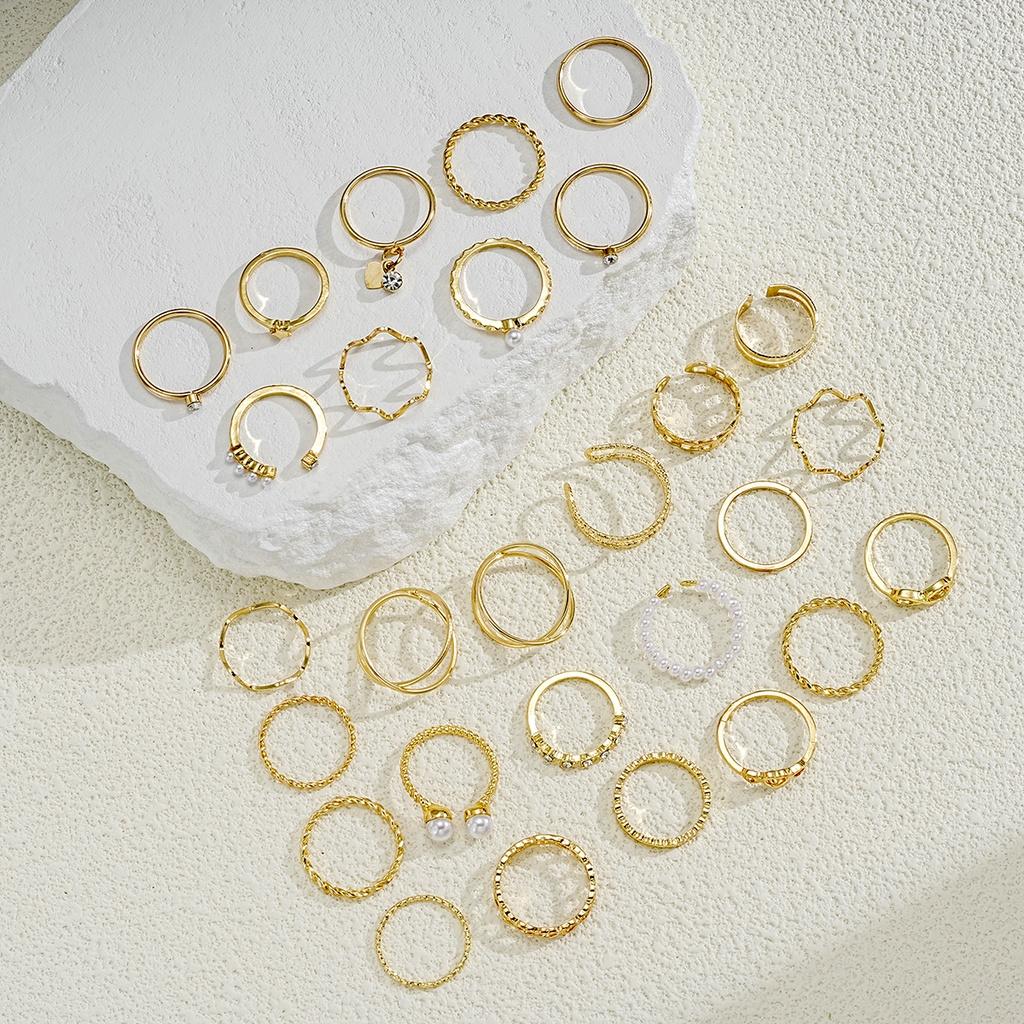 

28 шт./компл. набор колец с перекрестной волной, золотые кольца с кристаллами для женщин, ювелирные аксессуары