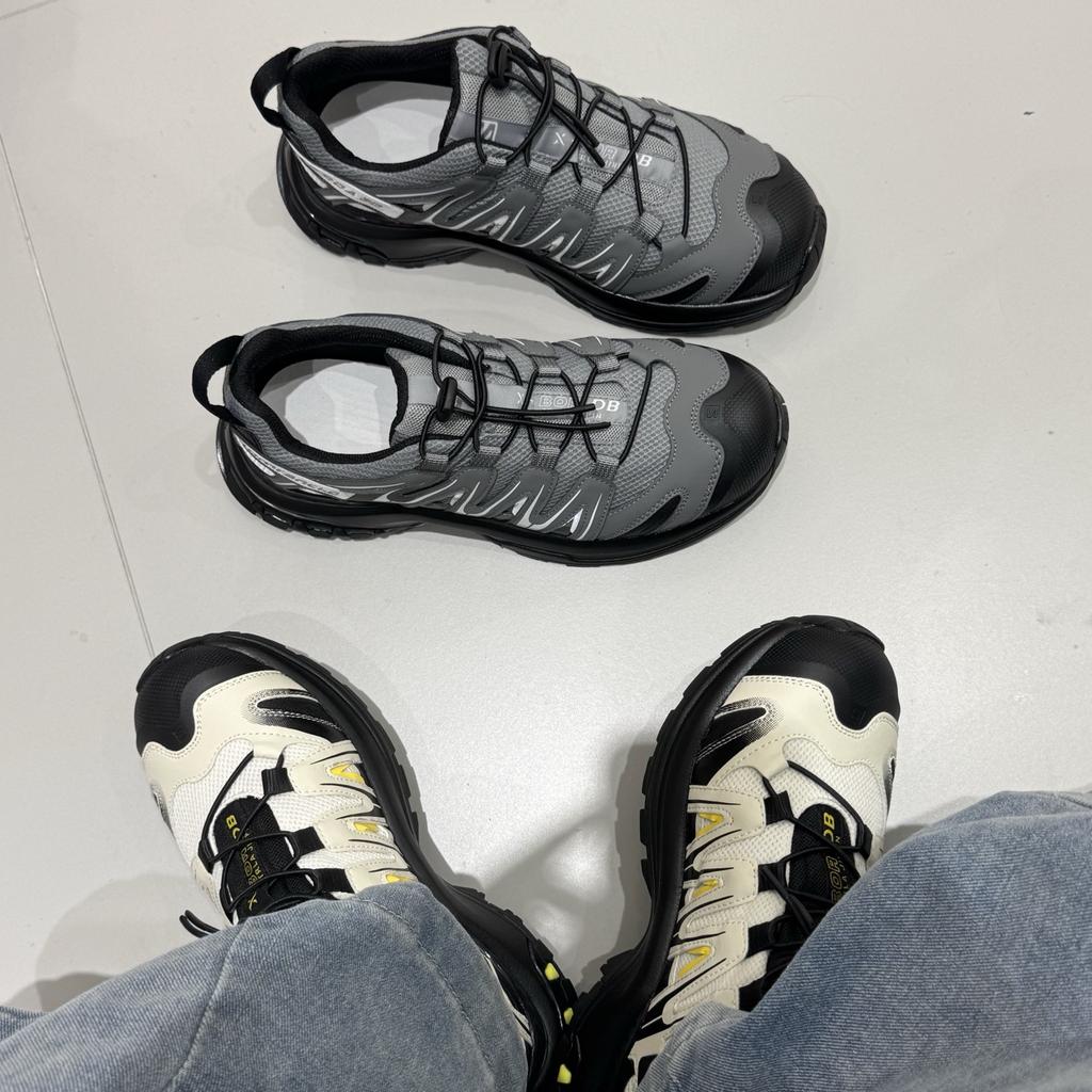 Leather platform dad shoes women's 2025 autumn new color matching outdoor hiking shoes non-slip versatile casual sports shoes