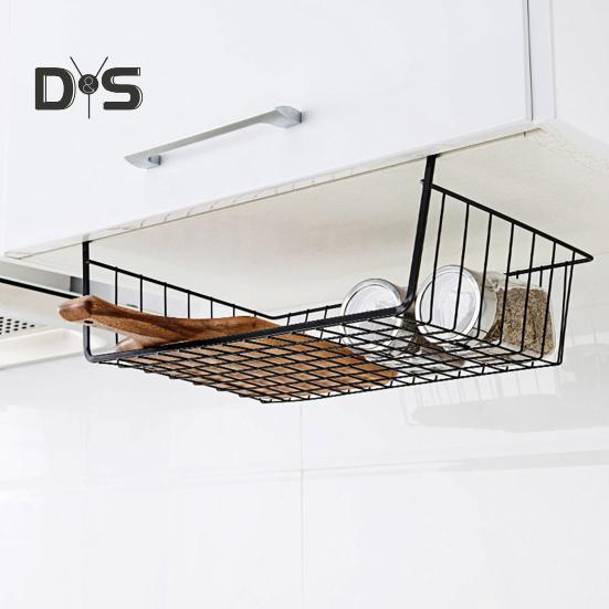 Coș suspendat, puternic, portant, capacitate mare, instalare simplă, organizator de raft sub dulap, coș de depozitare glisant