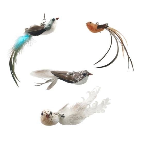 Cat Feather Toy Simulation Bird Stress Relief Portable Cat Feather Chasing Toy Refills