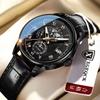 Brand Men's Luminous Calendar Leather Watch - Sleek, High-End, Non-Mechanical Wristwatch