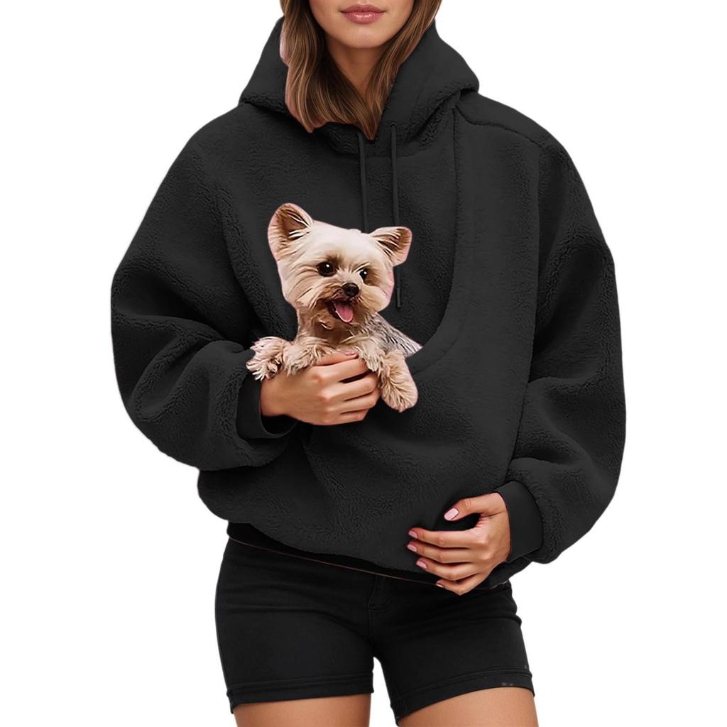 Pocket Style Pet In One Double-sided Plush Loose Fitting Hooded Sweatshirt For Both Men And Women