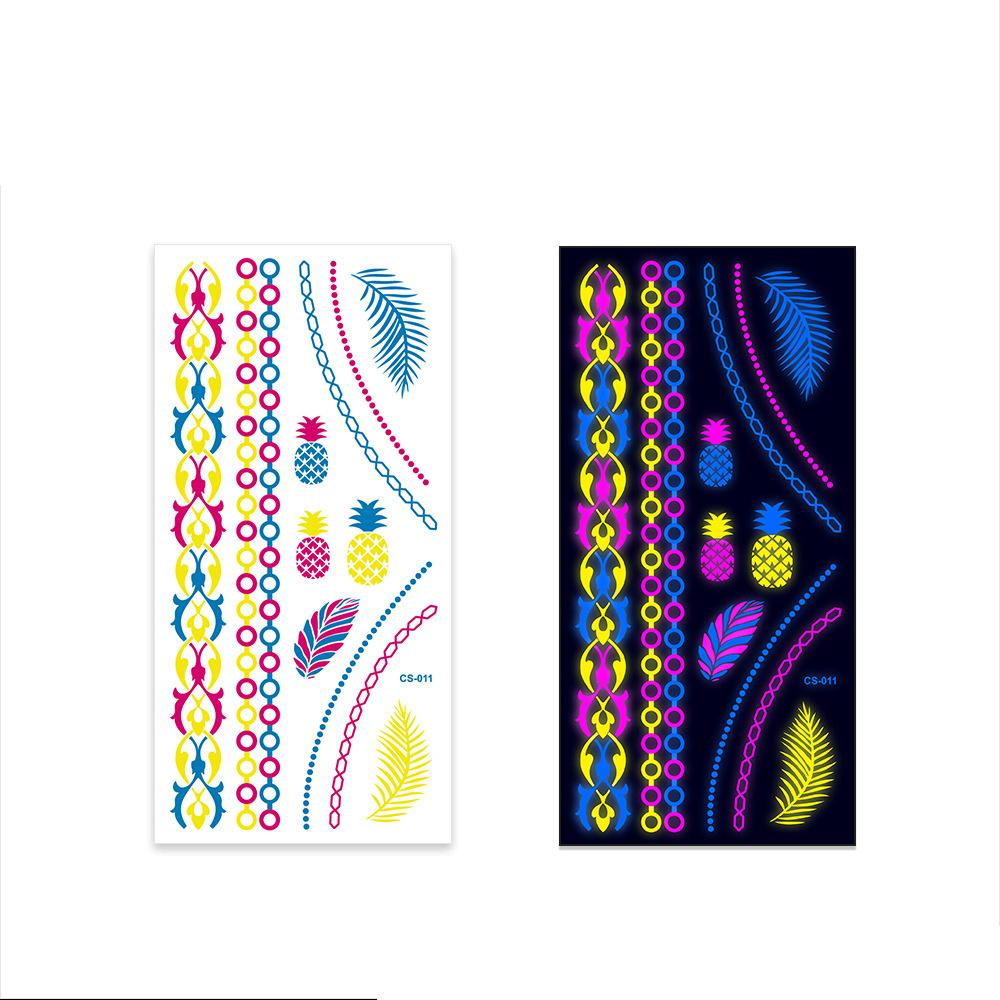 Halloween Fluorescent Stickers Funny Arm Ghost Face Waterproof Tattoo Stickers Women Men Party Supplies Masquerade Cosplay Props