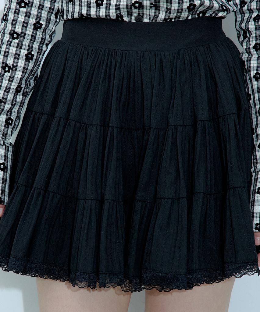 Rough Neck Pom-Pom Volume Skirt Black