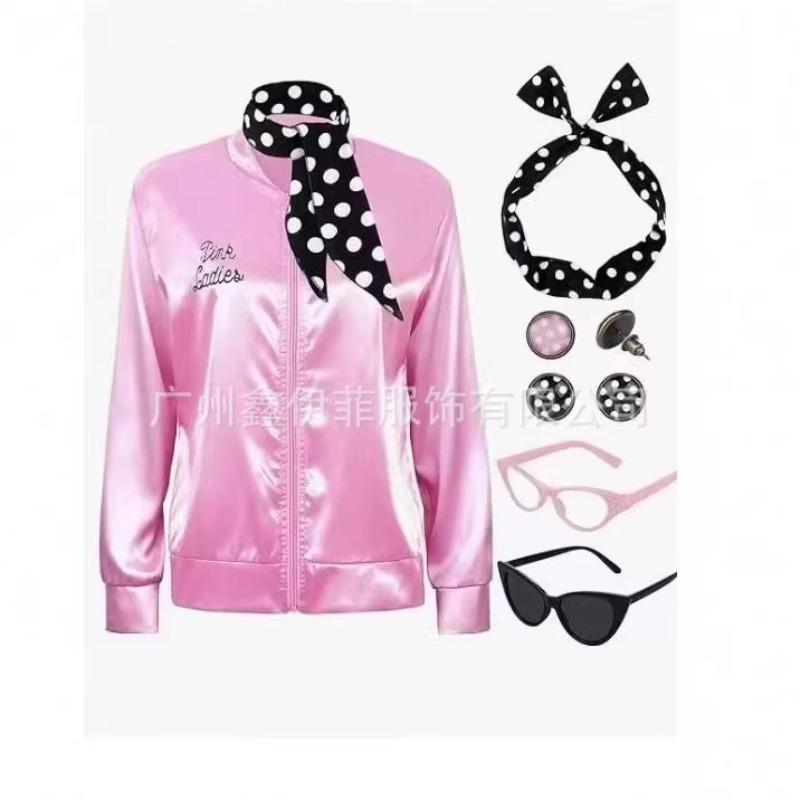 

Direct Pink Girl Satin Jacket Stage Costume Halloween Party Costume Spot Day XXXL рожевий