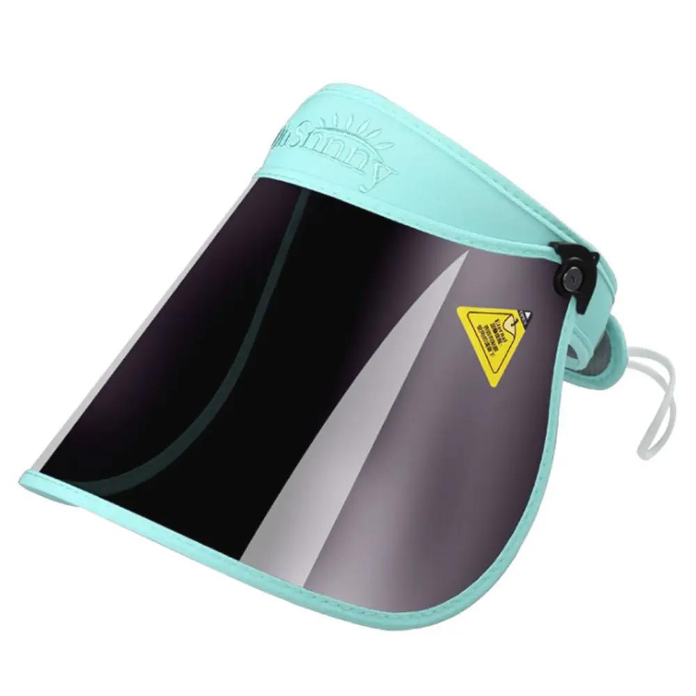 

Summer Portable Solar Protection Sun Hat Face Cover Shield Sunshade Cap Anti-UV Visor синий