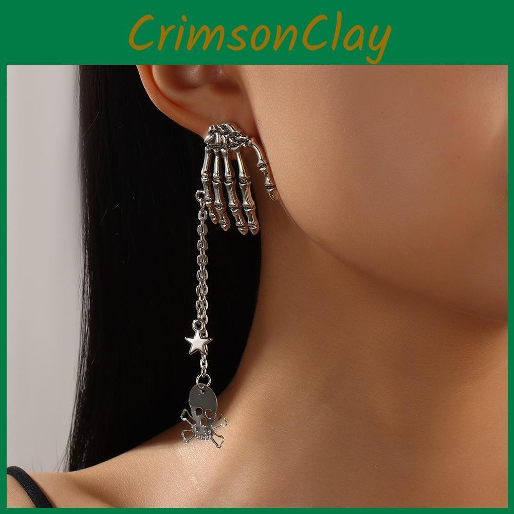 Gothic Punk Skull Ear Jewelry With Alloy Material For Festival Wear