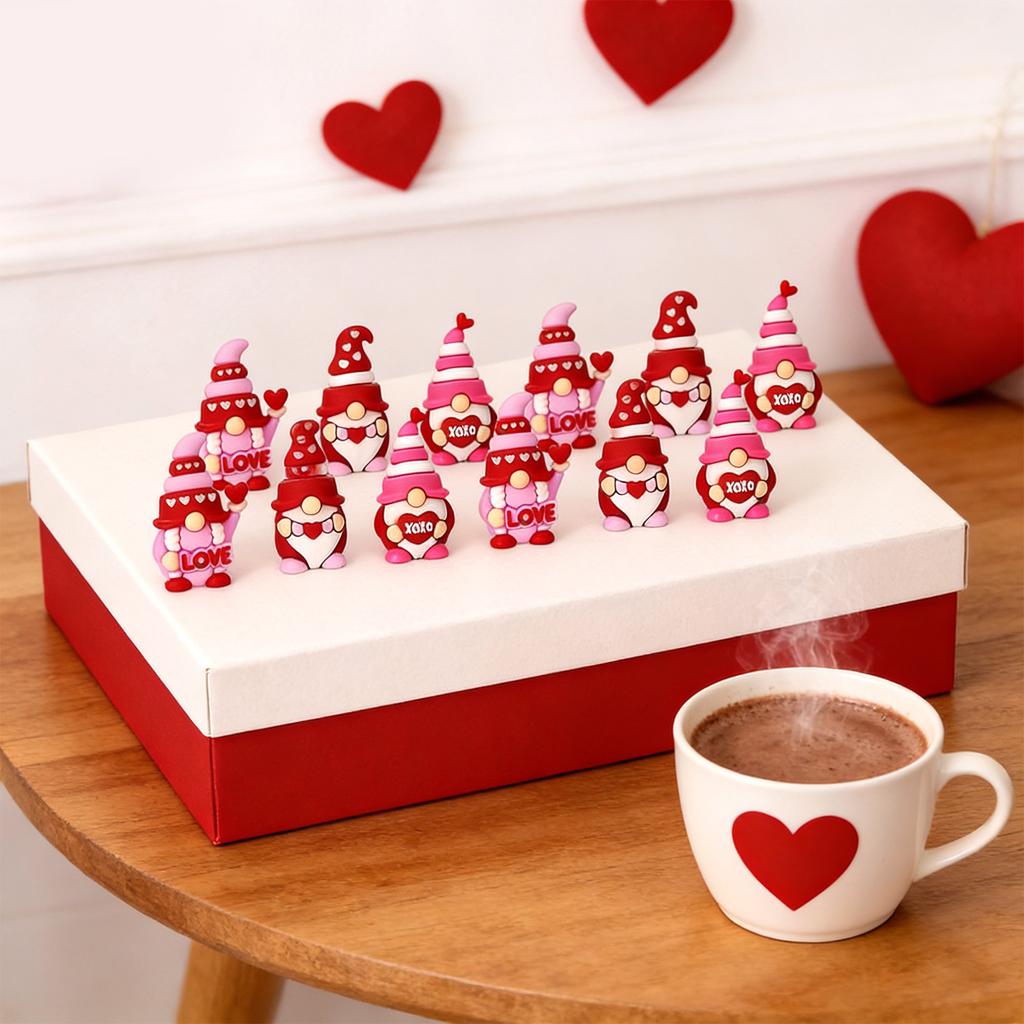 30 Pcs Valentine's Day Gnomes Figurines Dwarf Statue Gifts For Anniversary Wedding Party Favors Valentine Tiered Tray Table Display Cake Decor Hide