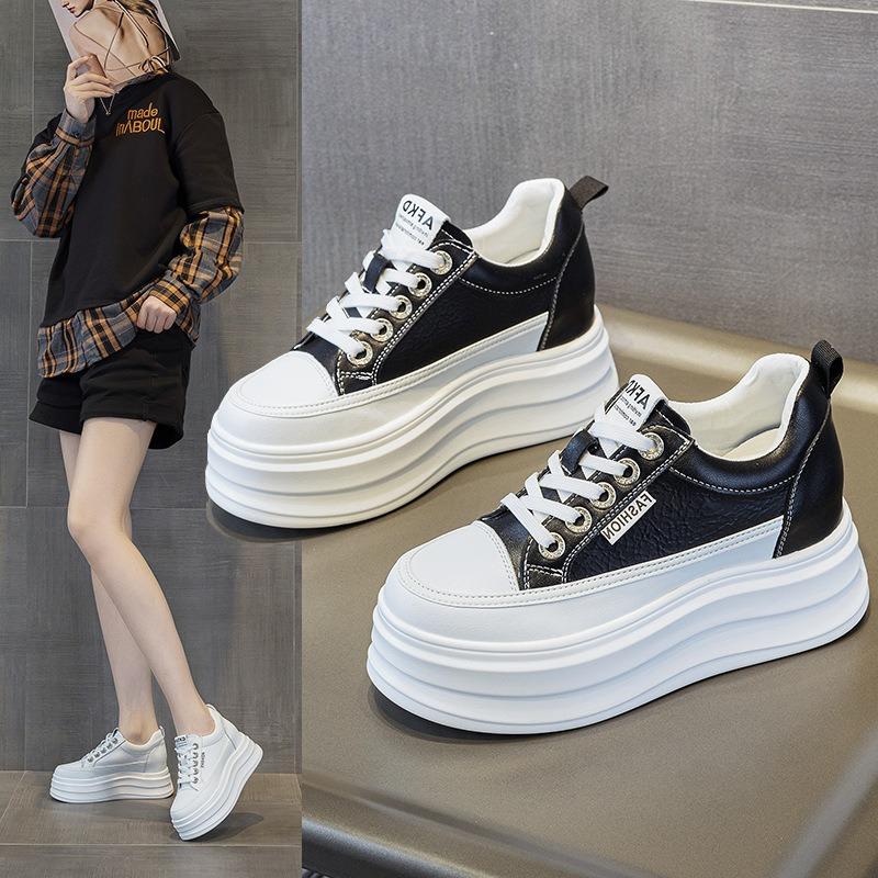 Plattform weiße Schuhe Damen Frühling neu Muffin Sportschuhe vielseitig Mode cm Innenhöhe Erhöhung lässig Board Schuhe