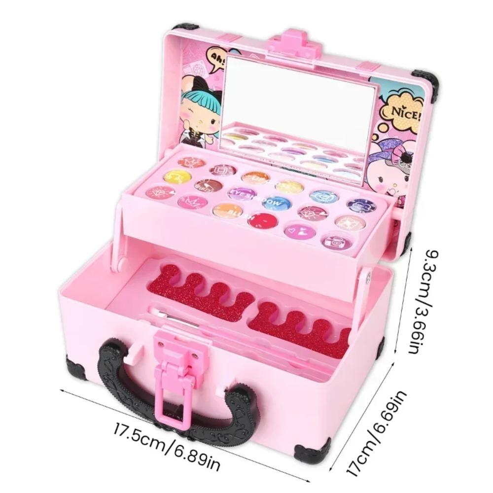Makeup Kids Toy Kit Washable Beauty Set With Portable Cosmetic Box Princess Pretend Play Birthday Children'S Day Gift For Girls