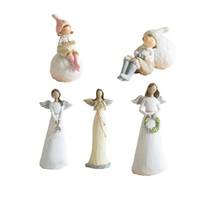 Angel Figurine Collection Art Crafts Girl Statue for Bedroom Indoor Shelf