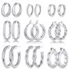 Yesteel 9 Pairs Gold Hoop Earrings for Women,Gold Plated Chunky Hoop Earrings Set for Women Hypoallergenic Thick Lightweight Earring for Womens